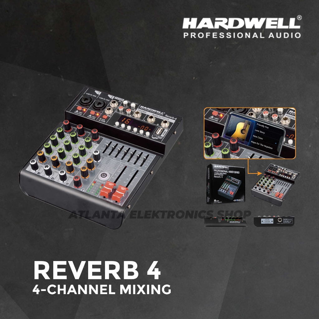 MIXER HARDWELL REVERB 4 / REVERB-4 / REVERB4 4 CHANNEL GARANSI RESMI HARDWELL
