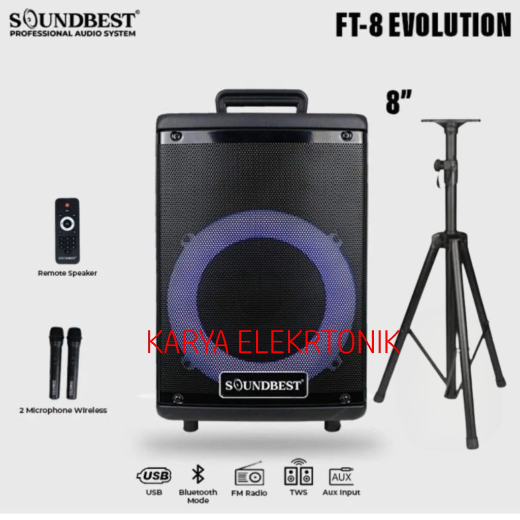 SPEAKER PORTABLE 8 INCH SOUNDBEST FT8 EVOLUTION  FT 8 FT-8 EVOLUTION ORIGINAL