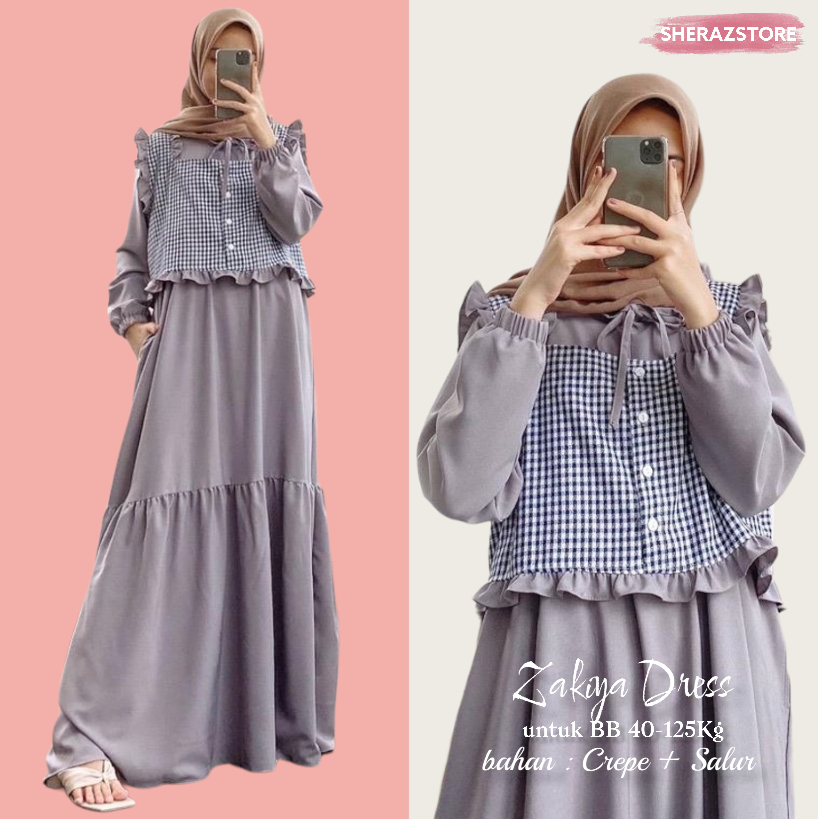 Zakiya - Gamis Set Rompi Lebaran Jumbo Ld 92 98 104 110 120 130 140 Gamis Wanita Remaja Simple Elega
