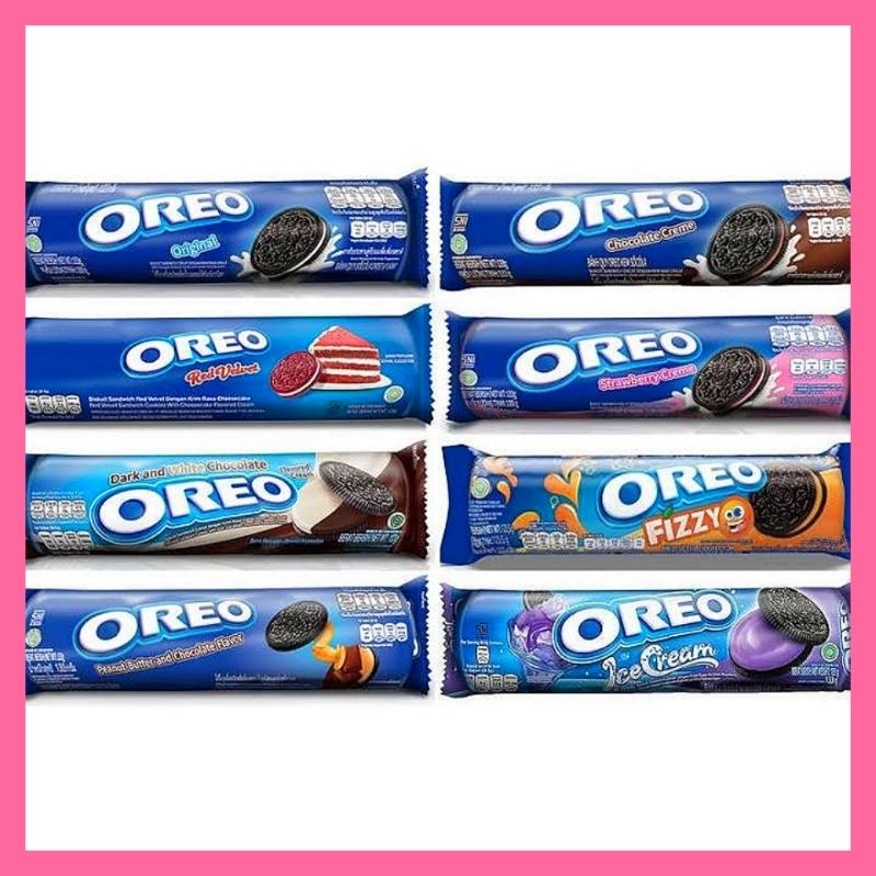 

Oreo biskuit cokelat original, stoberi, ice cream, red Velvet, dark and white 133gr