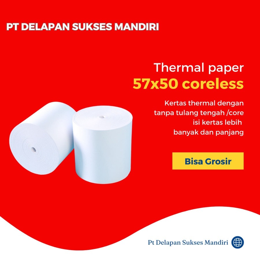 

Kertas Kasir Struk / Thermal Paper / EDC - 57mm x 50mm - 57X50MM Coreless per 10 roll