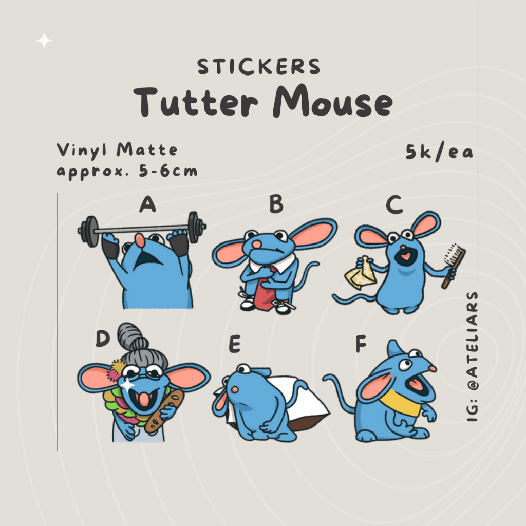 

Sticker Tutter Mouse Tikus Biru Cute Animals Stiker Dekorasi Jurnal 3