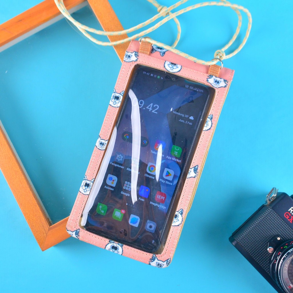 Dompet Kalung Joy Peach Honey - Dompet phone dompet kartu hp kalung wanita Gantung Leher Wanita Donp