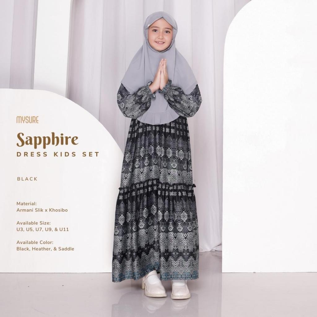 MYSURE Sapphire Dress Kids Family Gamis Anak Perempuan Muslim Edisi Keluarga Bahan Armani Silk Premi