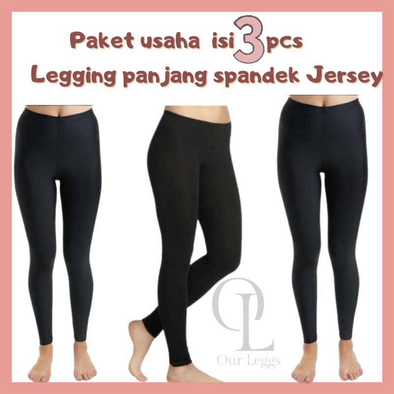 PAKET USAHA ISI 3 PCS LEGGING SPANDEK JERSEY/LEGGING PANJANG SPANDEK/CELANA LEGGING SPANDEK JERSEY