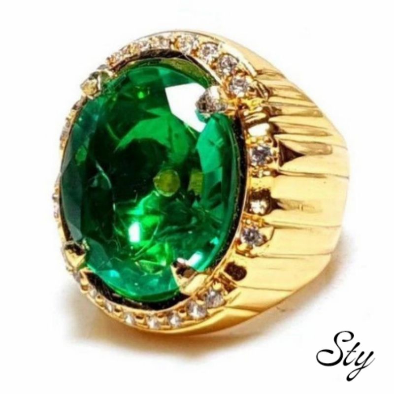 Cincin Batu Green Topaz Cutting Mewah