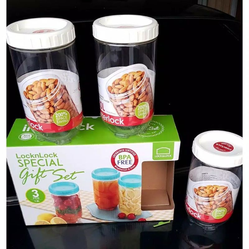 [Lock n Lock] Interlock Special Gift Set (Toples Lebaran isi 3pcs @1L dapat box)