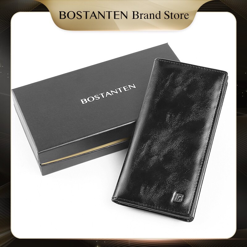 Bostanten Dompet Lipat Panjang Pria Slot Kartu Kulit PU