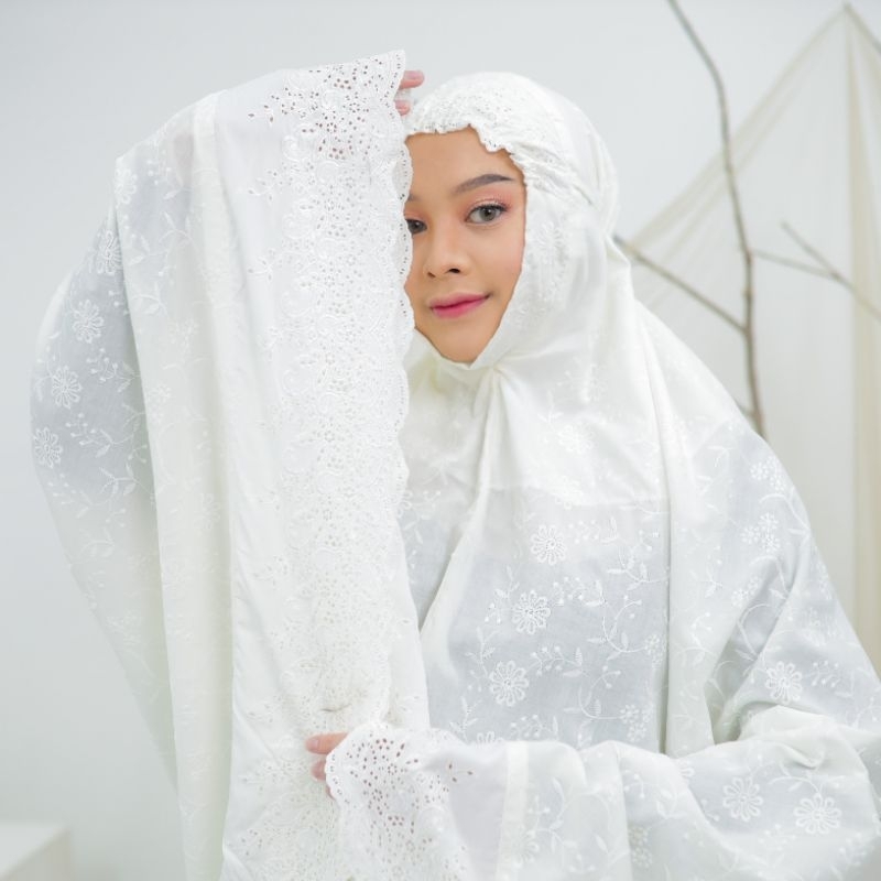 mukena katun bordir model khadijah