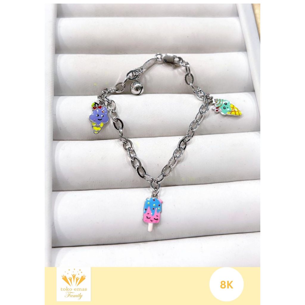 Gelang Emas Putih Anak Kadar 375 (8K) 420 (9K) Model Variasi Berat 1 - 3 Gram an