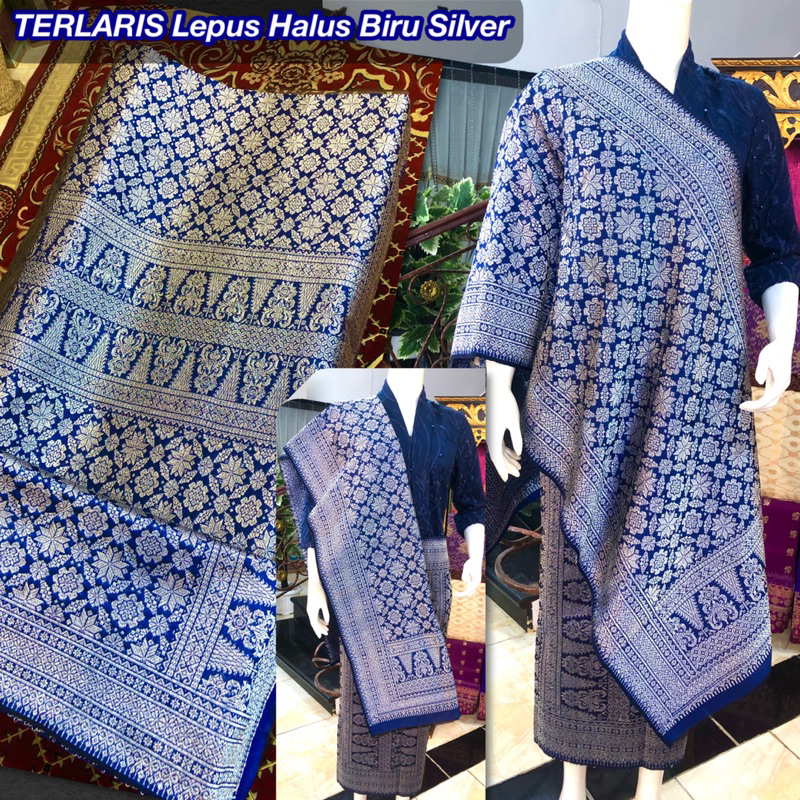 TERLARIS Songket Lepus Halus Warna Best Seller Biru Silver / Songket Tenun Palembang asli Tenun Tang