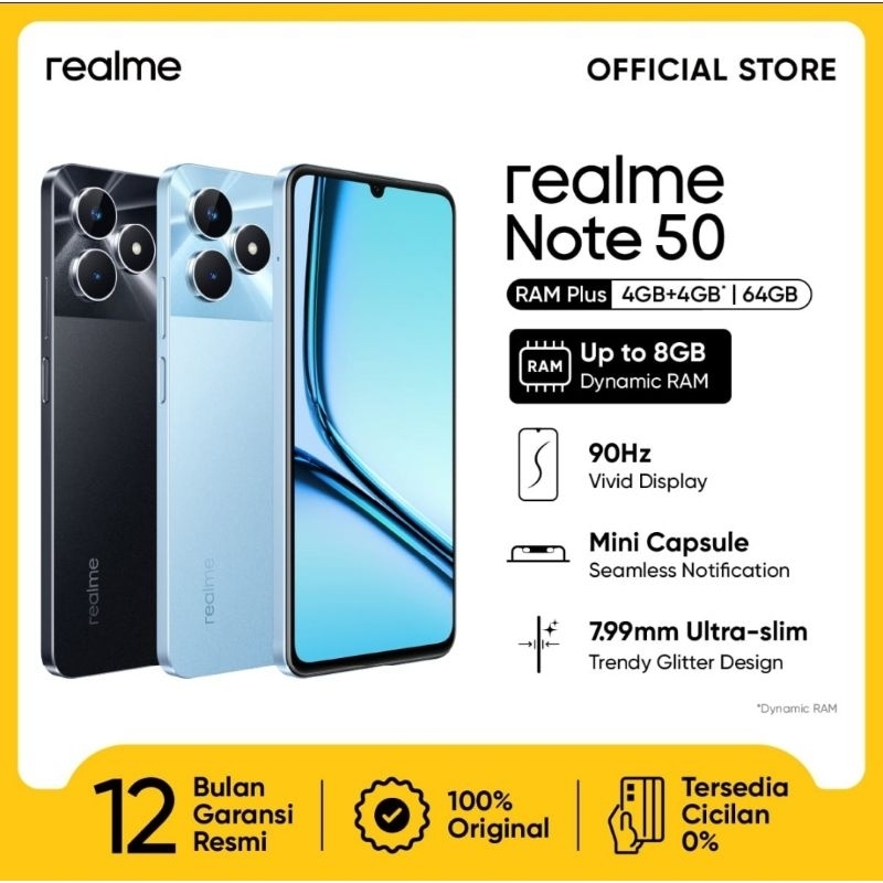 Realme Note 50 Ram 3/64gb, 4/64gb dan 4/128gb- Garansi Resmi