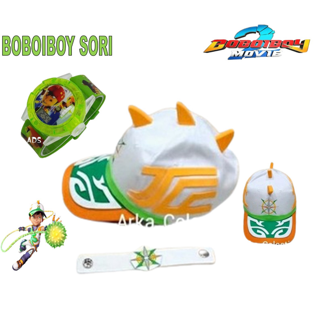 Topi BOBOIBOY SORI + GELANG + JAM TANGAN PROJECTOR