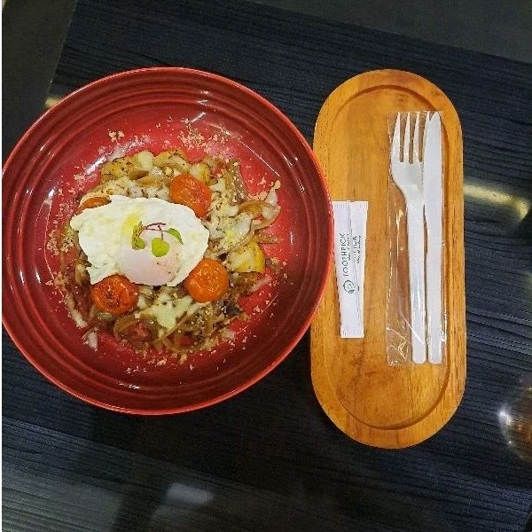 Garpu Pisau Set Steril 2in1 Putih Susu Garpu Plastik Pisau Plastik