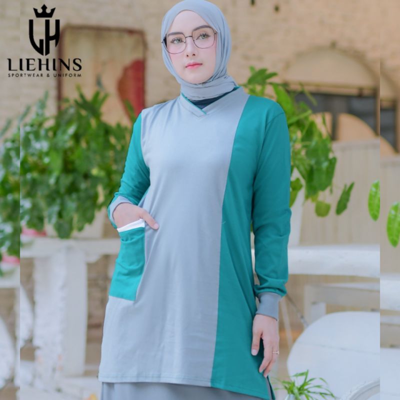 baju kaos tunik muslimah/kaos tunik muslimah wanita terbaru bahan cotton combed