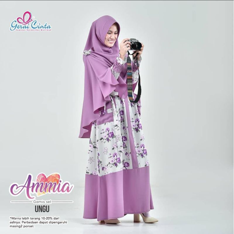 PL Preloved gamis brand amia ammia set khimar by gerai cinta / gerai saffa