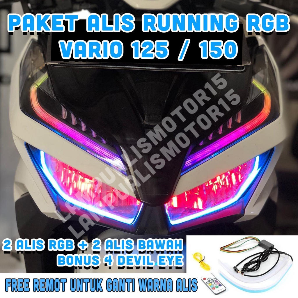 PAKET LED ALIS RGB RUNNING VARIASI VARIO LED 125 150 GRATIS DEVIL EYES BERKUALITAS / LAMPU ALIS RUNN