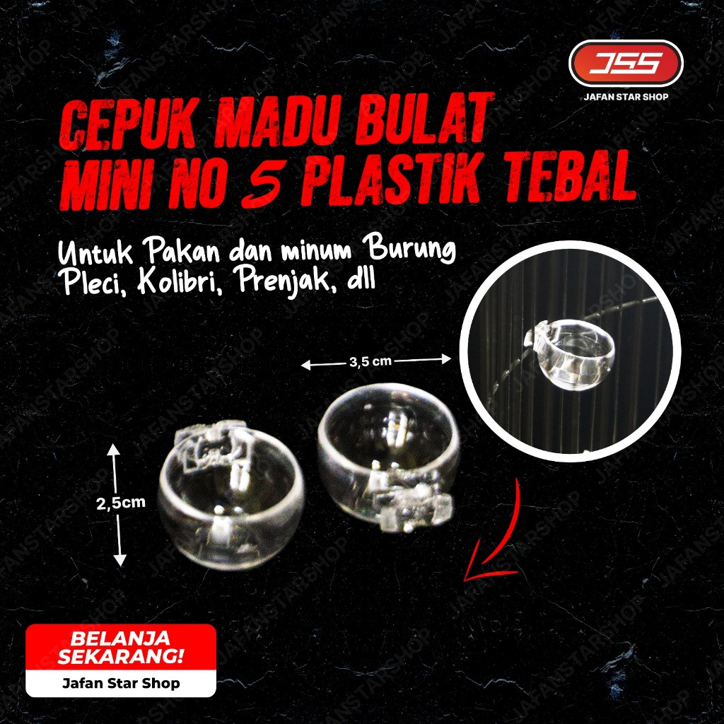 Cangkir Madu No 5 Cepuk 2 Pcs Wadah Makan minum Burung Kolibri Pleci burung burung kecil