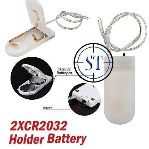 Battery Holder 2x CR2032 CR2025 CR2016 6V Lithium Kotak Baterai Koin Coin + Saklar Dudukan Baterai K