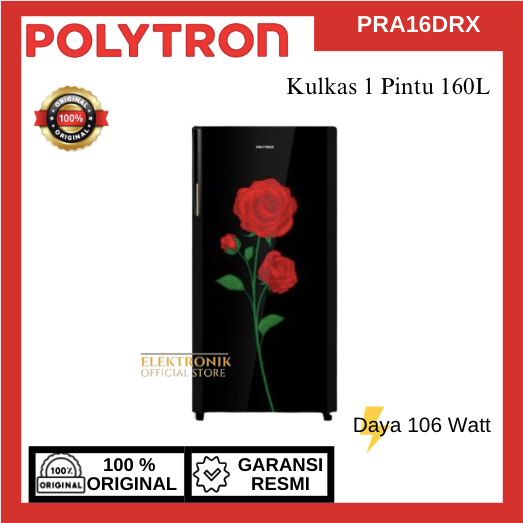 POLYTRON KULKAS 1 PINTU  PRA 16DRX 149 LITER/PRA-16DRX/PRA 16DRX/KULKAS 1 PINTU/KULKAS POLYTRON/KULK