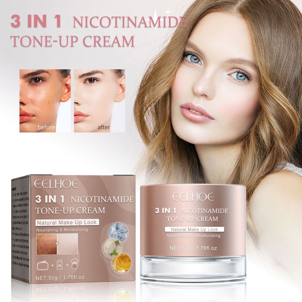 EELHOE Cream Mencerahkan 3 In 1 Nicotinamide Tone-Up Cream 50g Whitening Brightening Cream Tone Up S