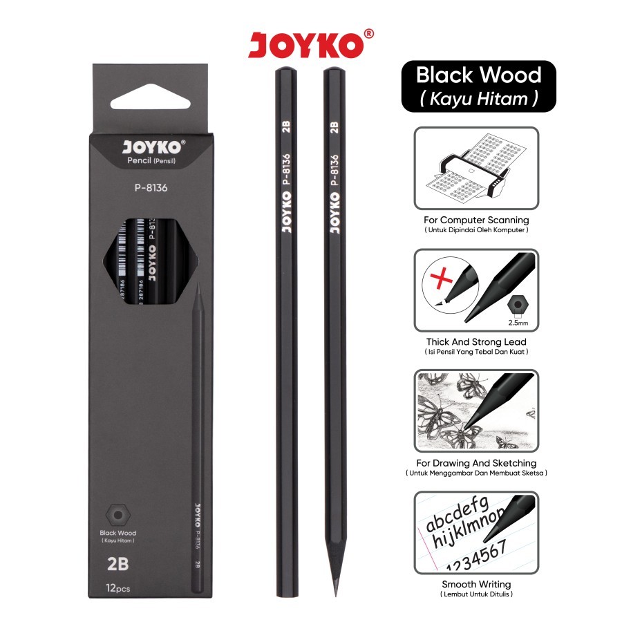 

Pencil Pensil Joyko P-8136 2B 1 BOX 12 PCS