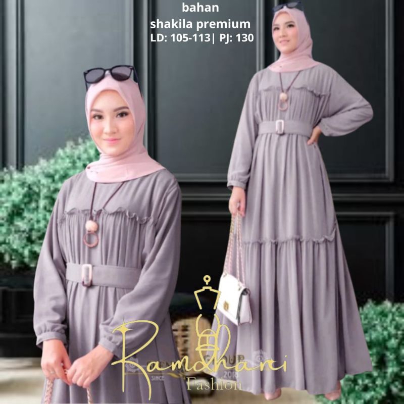 Gamis Crinkle Jumbo - Dewie Dress Maxi - Gamis Susun Wanita Kondangan Terbaru Free Sabuk ( Bisa Baya