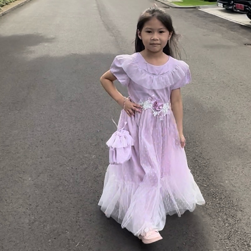 Gaun Dress anak terbaru lilac ungu cantik mewah branded original bagus murah