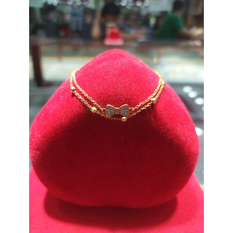 gelang rantai pita kombinasi biji lada kadar emas 750%