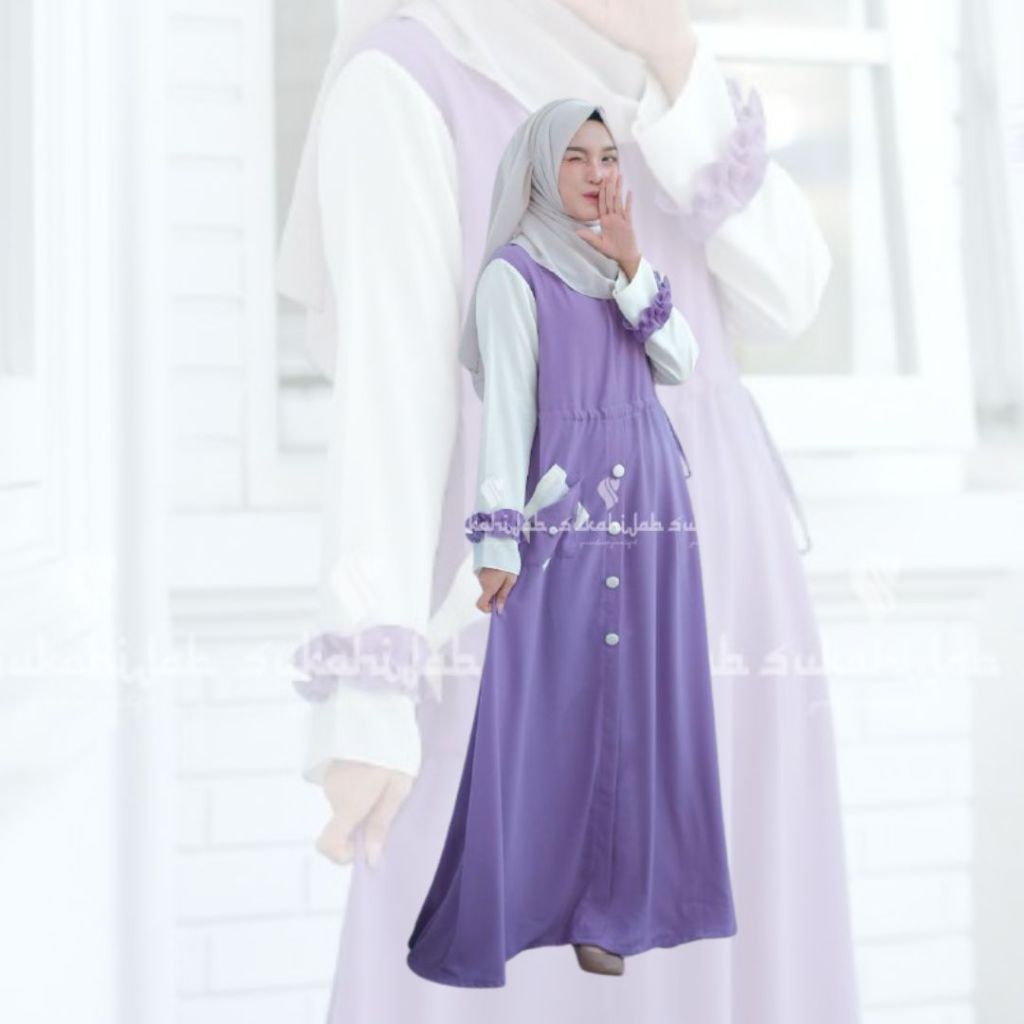 SUKAHIJAB - Clara Dress Gamis Wanita Remaja Polos Jumbo Busui Friendly Terbaru Bahan Charming HQ Tal