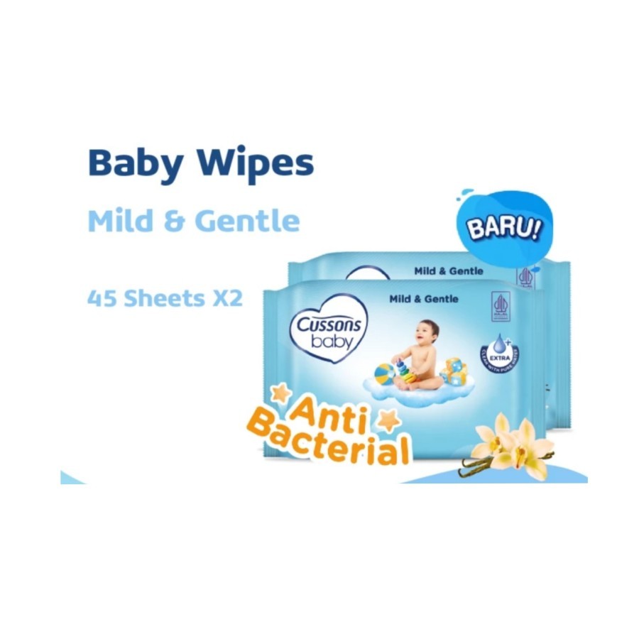 Cussons Baby Wipes Mild & Gentle isi 50 sheet (Buy 1 Get 1)