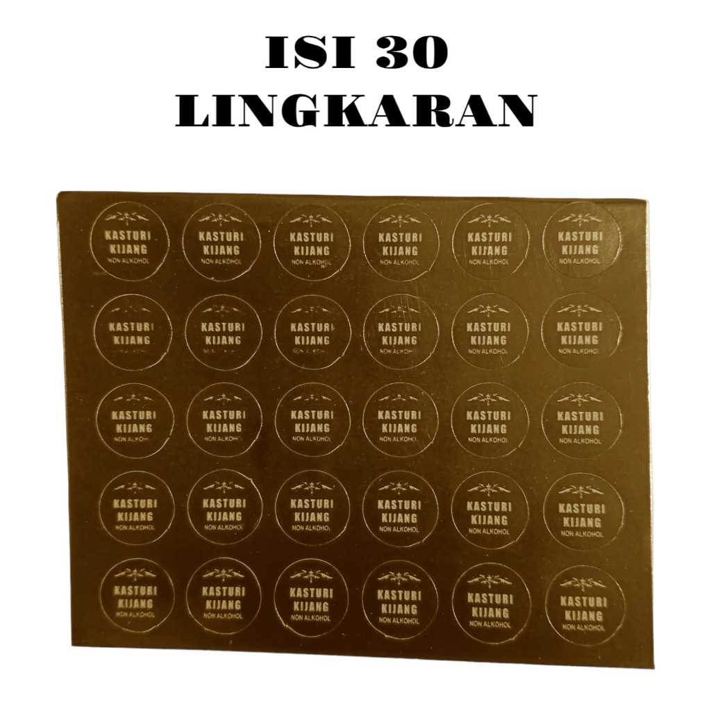 Stiker KASTURI KIJANG lembaran - stiker botol- isi 30 lingkaran - stiker label - stiker label custom