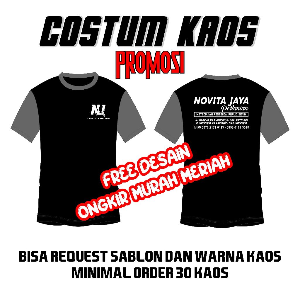 Kaos promosi lengan pendek usaha toko Pertanian | Toko bangunan | Toko Besi | Toko Mebel | Kaos even