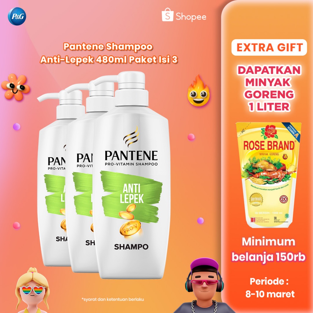 Promo Harga Pantene Shampoo Anti Lepek 480 ml - Shopee