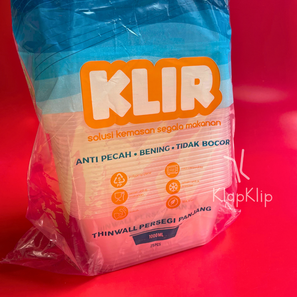 GROSIR✅ 10pack = 250set Thinwall Food Container Rectangle KLIR 1000ml Tempat Penyimpanan Makanan Pla