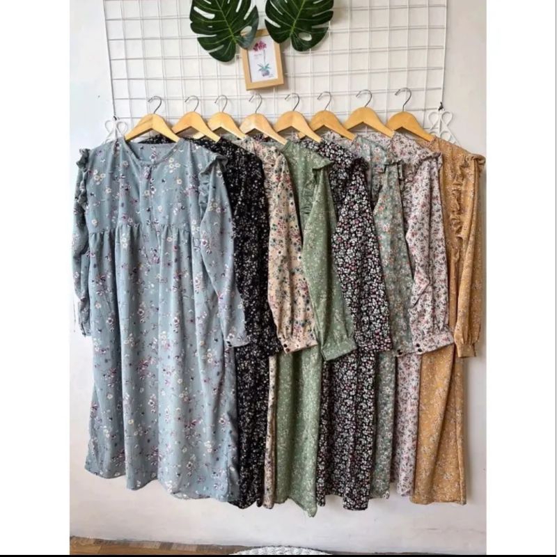 SASA MIDI DRESS CRINKLE MOTIF / DRESS WANITA KEKINIAN / MIDI DRESS RUFFLE