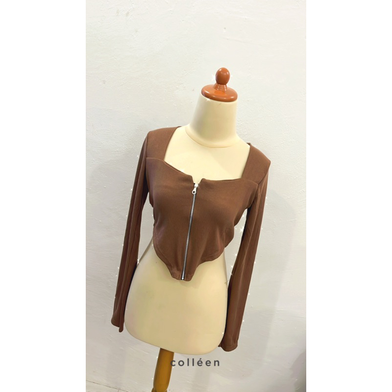 CROP TOP LENGAN PANJANG MODEL RESLETING