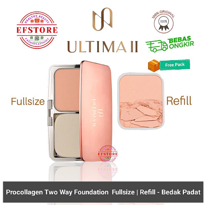 ULTIMA II Procollagen 2 Way Foundation Fullsize | Refill - Bedak Padat 100% ORIGINAL