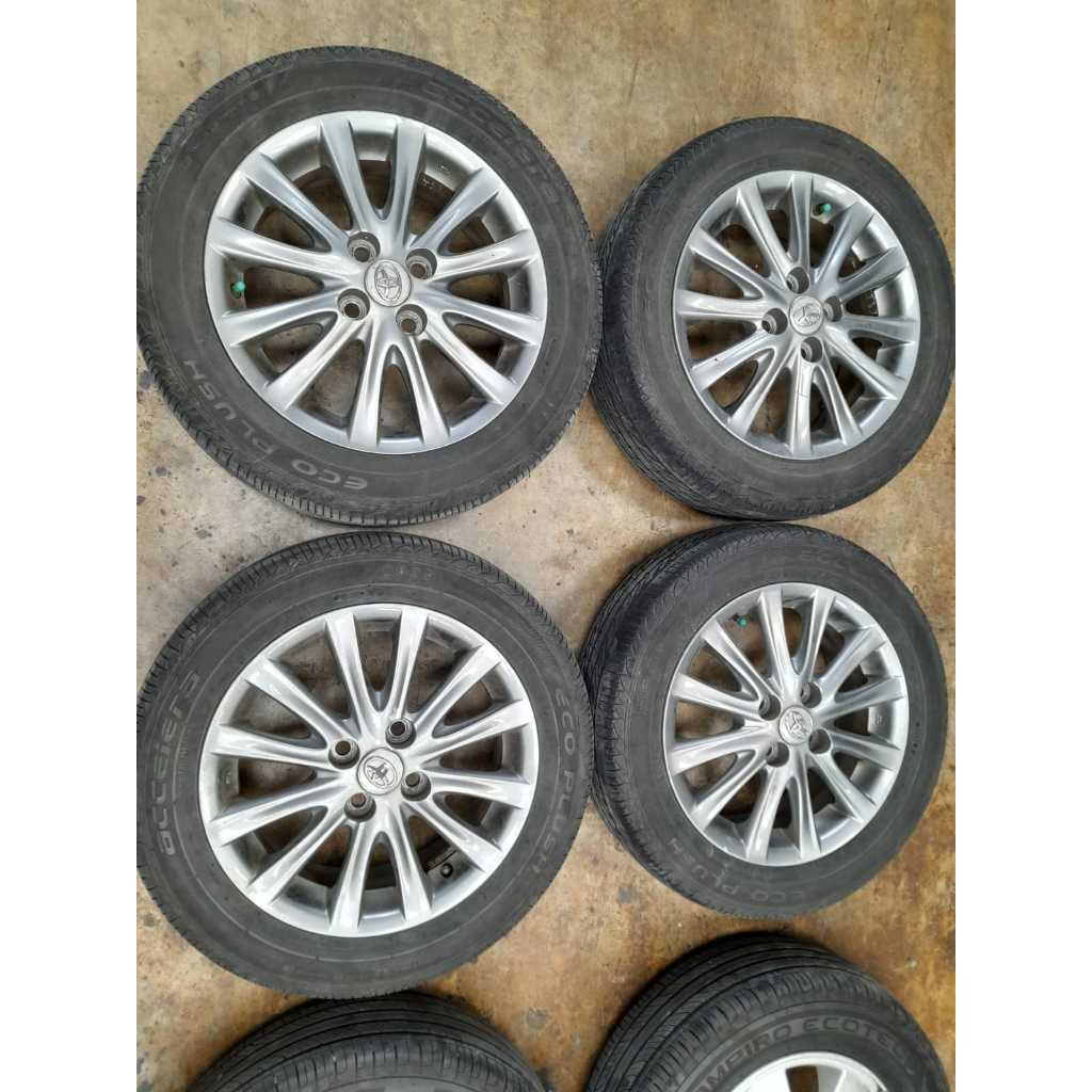 VELG MOBIL ORIGINAL VIOS RING 15 LEBAR 5,5 BAUT PCD 4X100 SILVER BONUS BAN PNP YARIS AGYA SIGRA