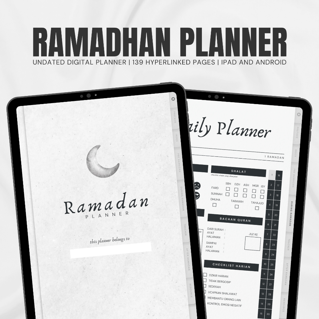 RAMADHAN PLANNER DIGITAL & PRINTABLE | RAMADHAN JOURNAL UNDATED - GoodNotes, iPad and Android Planne