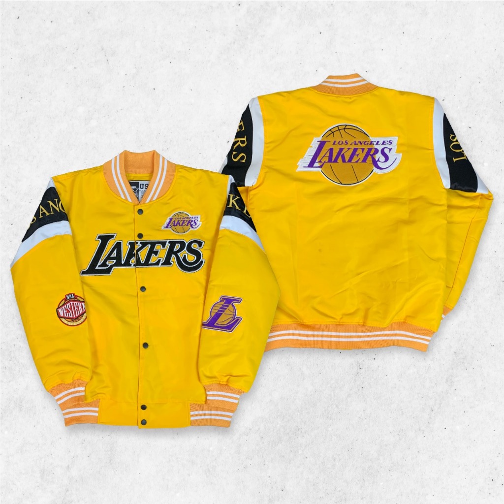 Zylion - Varsity Jacket Los Angeles Lakers Basketball Pria Wanita Full Bordir Western Series - Yello