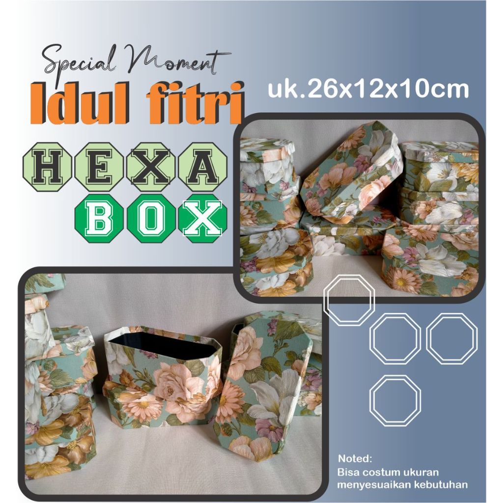 

Box Souvenir /Hampers/Kado/Mahar,model:Hexagonal PREMIUM,Edisi IDUL FITRI