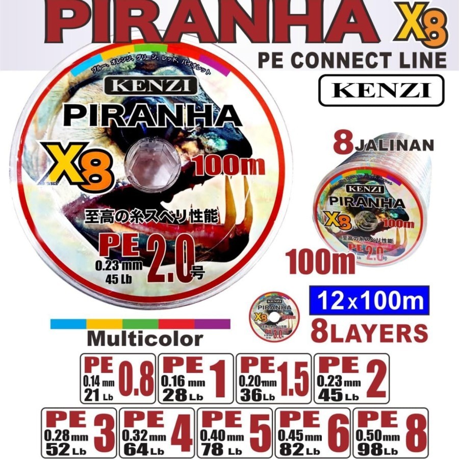 Senar Pancing PE Kenzi Piranha X8 100 m