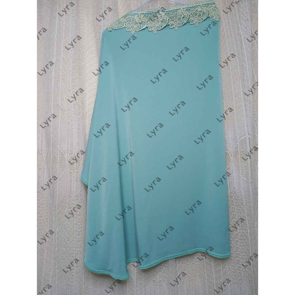 [Kerudung Preloved] Hijab Jilbab Kerudung Langsungan Instan Polos Hijau Tosca Motif Brokat Murah