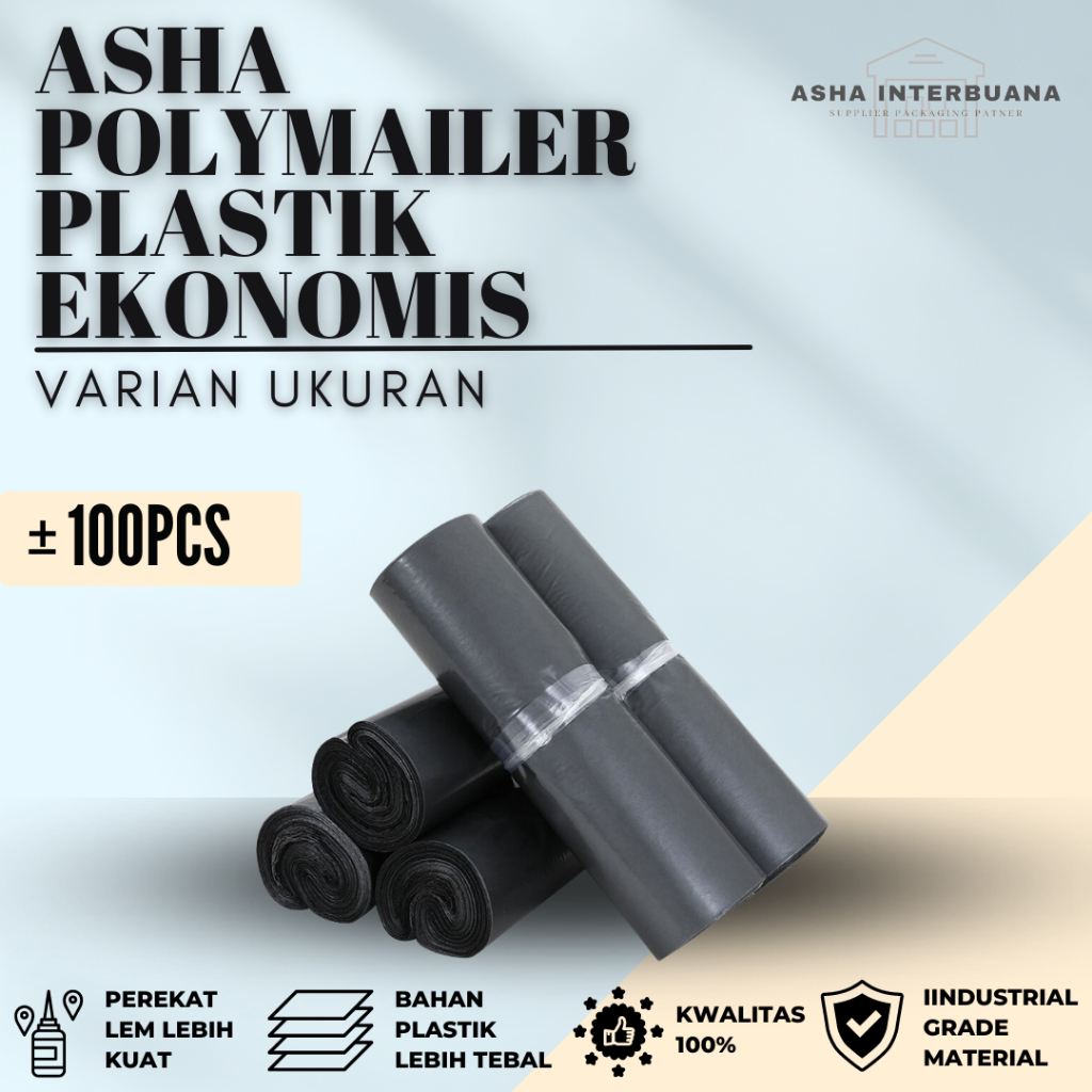 

ASHA Plastik Polymailer Hitam Polimailer Plastik Pembungkus Barang Ekonomis