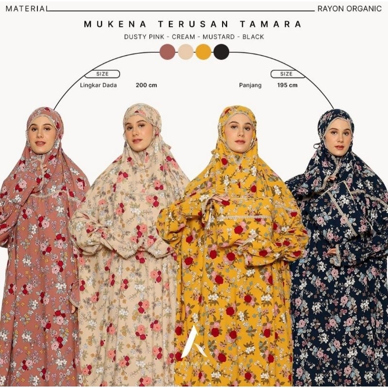 {NEW} Mukena Terusan Rayon Motif Bunga by Amasya - 2412