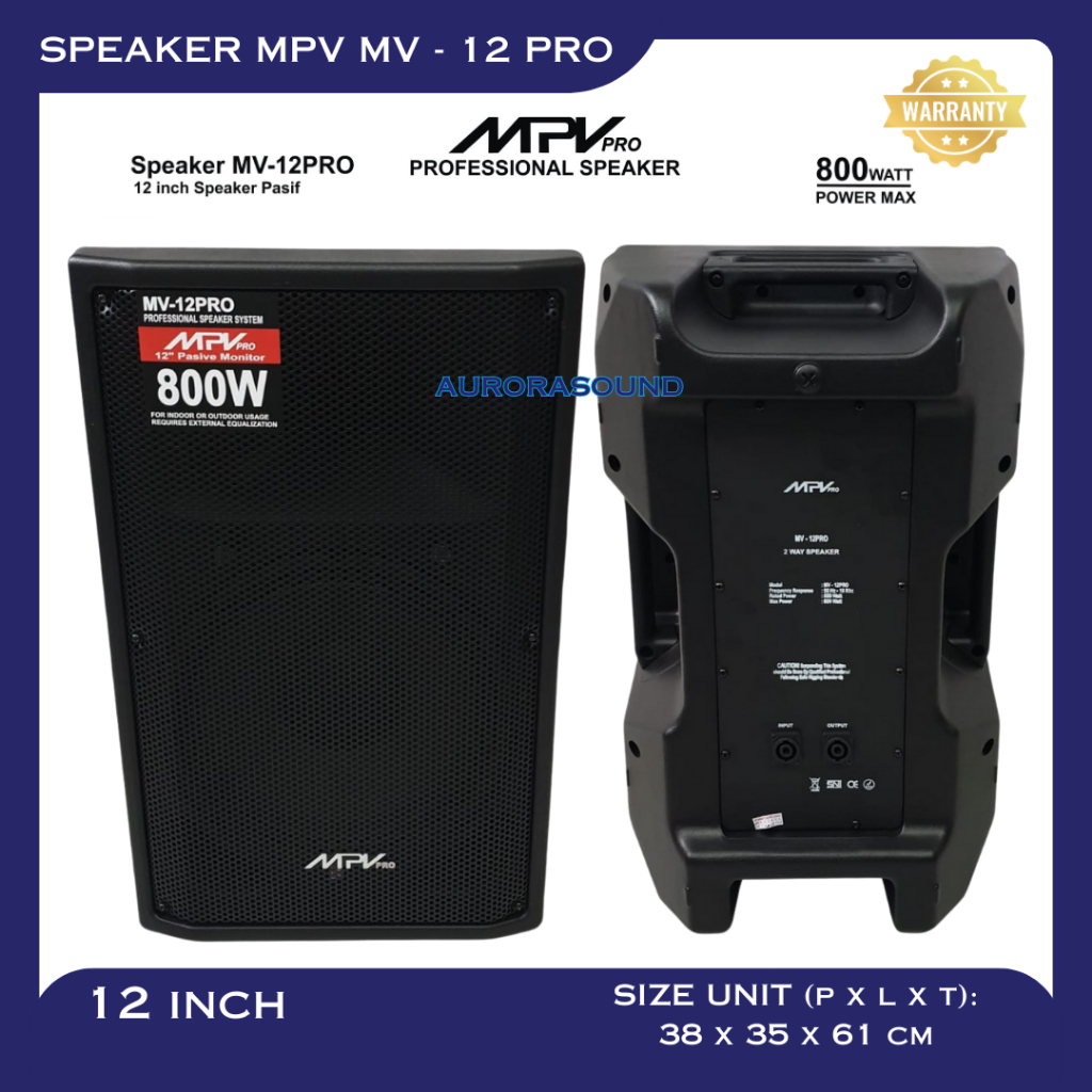 SPEAKER PASIF MPV MV-12PRO 12 INCH 12IN 12" FULL RAM ORIGINAL 2 UNIT