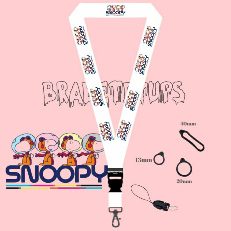 

LANYARD PUTIH SNOOPY / TALI LANYARD ART / GANTUNGAN HANDPHONE NAME TAG KARTU NAMA ID CARD / LANYARD POLOS / LANYARD PUTIH