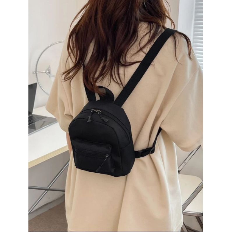 TAS RANSEL WANITA MINI HITAM POLOS