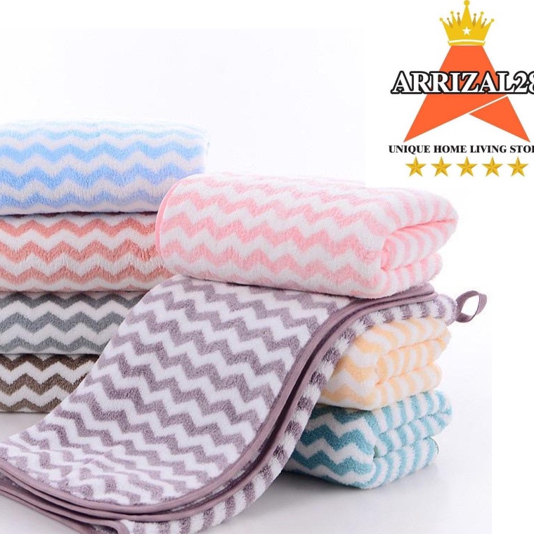 Promo Sale HANDUK MANDI TOWEL ZIGZAG SALUR DEWASA MICROFIBER SUPER LEMBUT